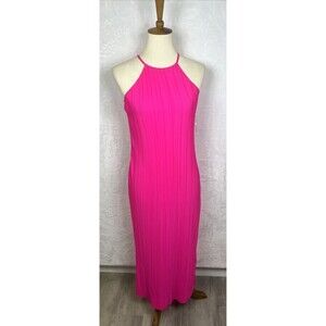 A New Day Pleated Dress Halter Style Hot Pink Junior's Size XS NEW